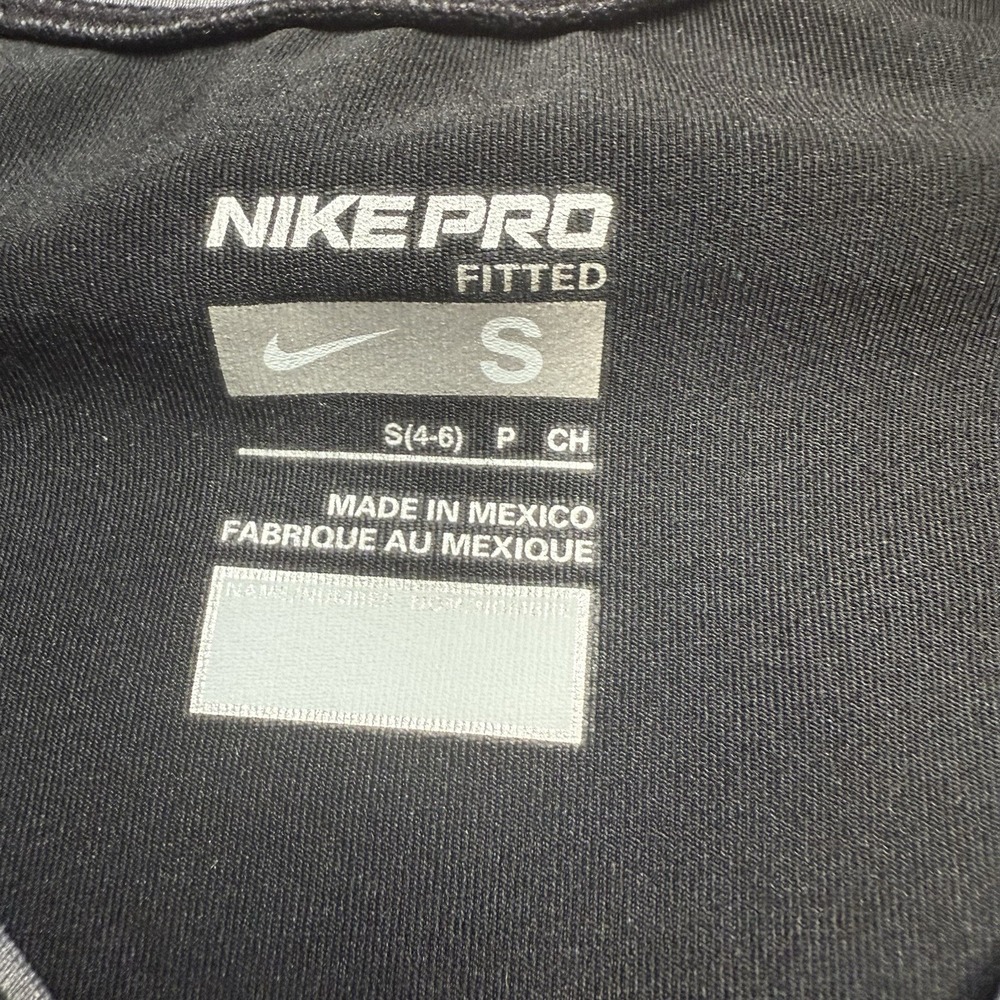 Nike Pro Fitted Top Womens V Neck Small Black T Shirt Performance Active - Picture 3 of 7